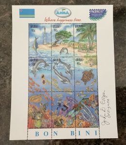 Aruba 1997 Sc 150 souvenir sheet MNH, Pacific’ philatelic exhibit, marine life