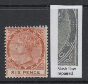 Tobago, SG 23ab, MHR (crease) Slash Repaired variety