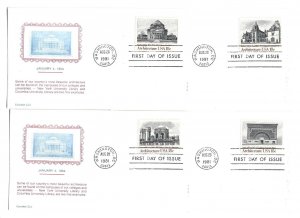 1928-31 Architecture 1981 Carrollton, set of four, FDCs