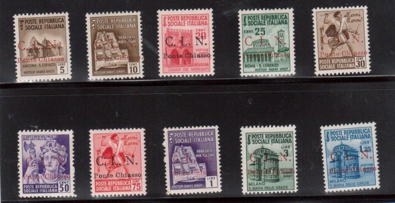 Italy Sassone #1 - #10 Very Fine Never Hinged Set **With Certificate**