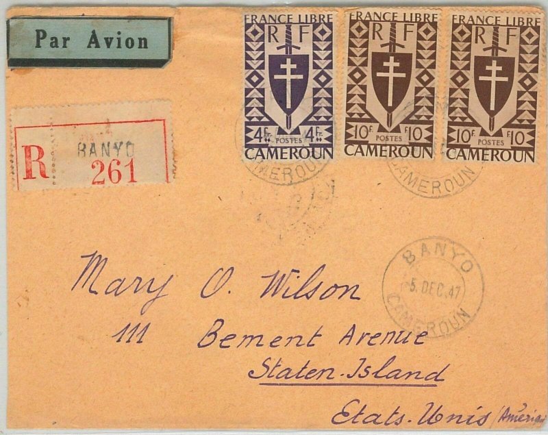 44789 - CAMEROON Cameroon - POSTAL HISTORY - REGISTERED COVER from BANYO 1947-