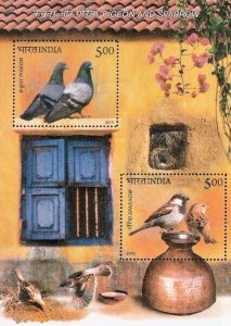 *FREE SHIP India Pigeon And Sparrow 2010 Bird (miniature sheet) MNH