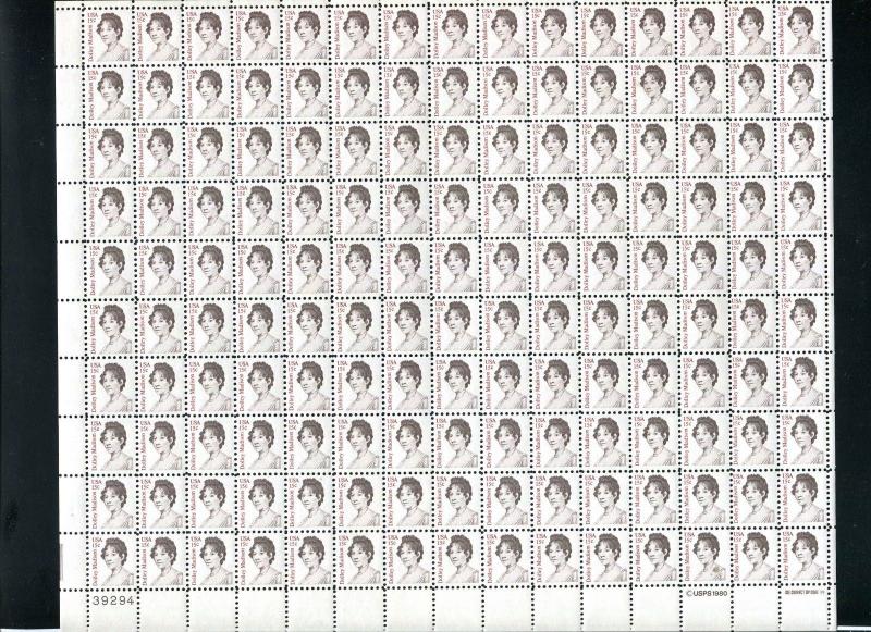 US Sheet MNH #1822 15c Dolley Madison Sheet of 150  (blk666