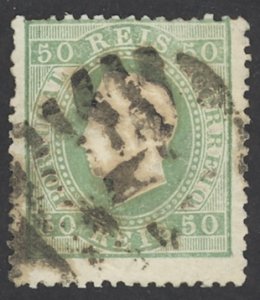 Portugal Sc# 42 Used (a) 1870-1884 50r pale green King Luiz