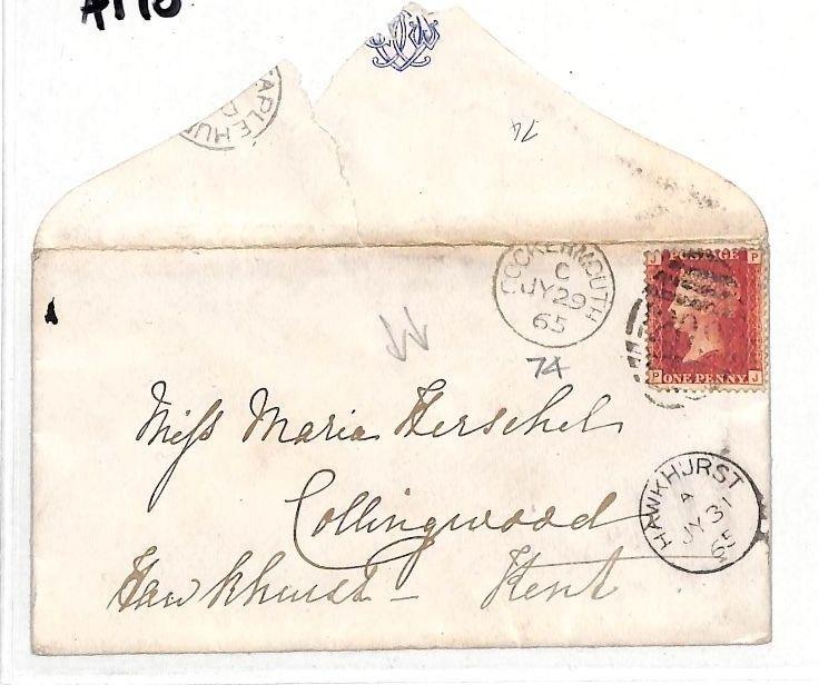 AT10 1865 GB *HERSHELL CORRESPONDENCE* COCKERMOUTH  Cover {samwells-covers}PTS