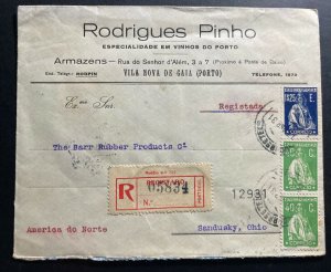 1931 Portugal Commercial Cover To Sandusky OH USA Rodrigues Pinho Porto Label