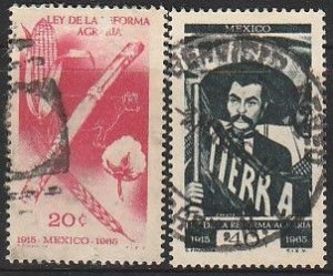 MEXICO 968-969 50th Ann of the Agrarian Reform Law Used. VF. (1304)