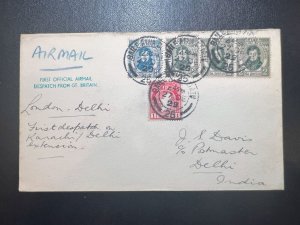 1929 Ireland Airmail First Flight Cover FFC Dublin to Delhi British India