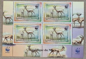 Niger 1998 WWF Gazelles block of 4, MNH. Scott 983-986, CV $8.00