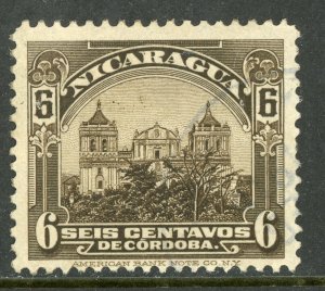 Nicaragua 1914 Cathedral 6¢ Black Brown Scott 355 VFU H497 ⭐⭐⭐