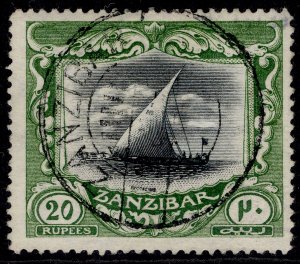 ZANZIBAR GV SG260b, 20r black & green VERY FINE USED. Cat £750. CDS WMK ROSETTES