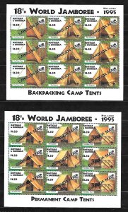 BARBUDA Sc 1575-78 NH 2MINISHEETS+2S/S OF 1995 - OVERPRINT - SCOUTS - Sc$109