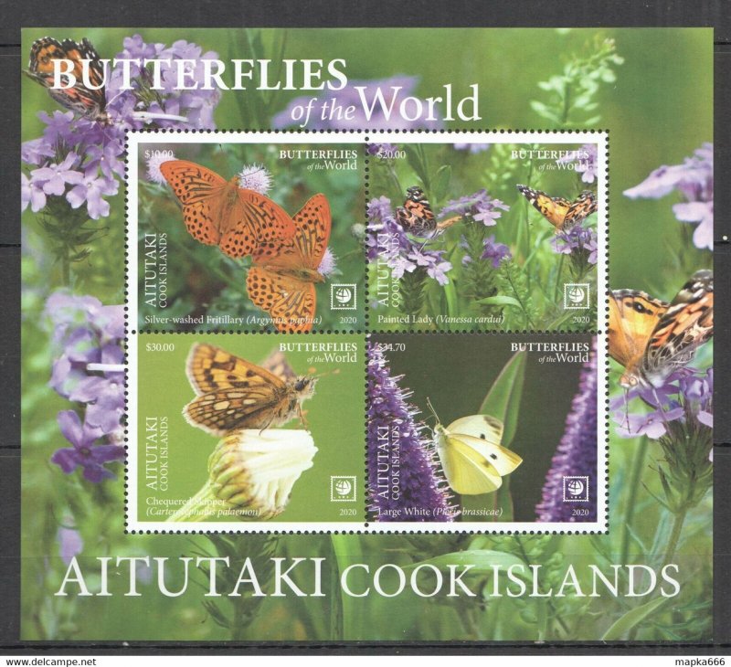 2020 Aitutaki Butterflies !!! Sale Flora & Fauna Kb ** Nw711