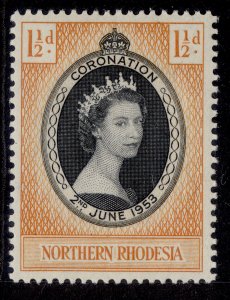 NORTHERN RHODESIA QEII SG60, 1½d 1953 CORONATION, NH MINT.