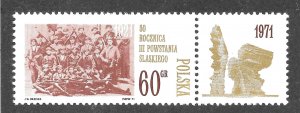 Poland Scott 1808 MNHOG w/Tab - 1971 50th of Third Silesian Uprising