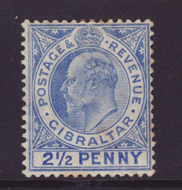 1907 Gibraltar 2½d With Large 2 In ½ Mint