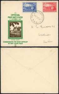 Australia 1937 Foundation of New South Wales 2d and 3d on illustrated FDC