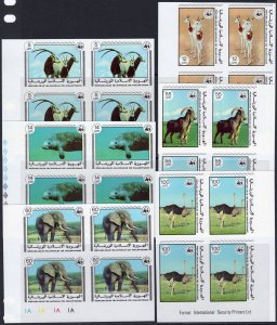 Mauritania 1978  Sc# 383/88 WWF Fauna  set (6) in Block of 4 IMPERFORATED MNH