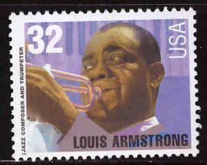 USA Scott 2982 MNH** Louis Armstrong stamp White Numbers