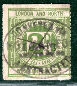 GB L&NWR RAILWAY Letter Stamp 2d *NORMANTON* OVAL TRANSIT Yorks Used LIME137