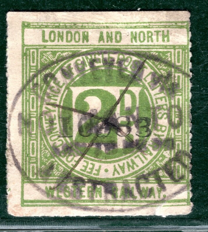 GB L&NWR RAILWAY Letter Stamp 2d *NORMANTON* OVAL TRANSIT Yorks Used LIME137