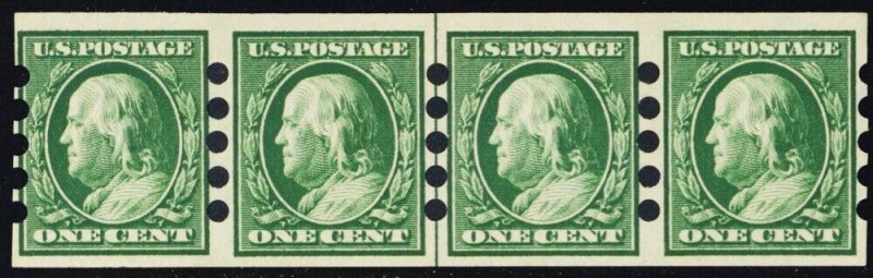 383, Mint VLH 1¢ Mail O Meter IV Line Strip of Four CV $325 - Stuart Katz