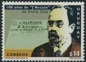 Uruguay #1783 Emile Zola 14p Postage Stamp Latin America 1999 Mint LH