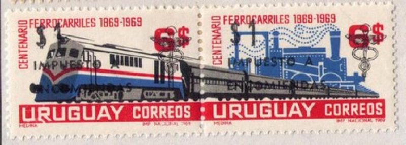 URUGUAY Scott #771e (1969) Set/Pair Diesel Locomotion VF