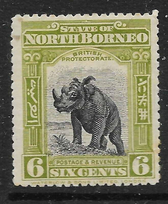 NORTH BORNEO SG167 1909 6c BLACK & OLIVE-GREEN MTD MINT