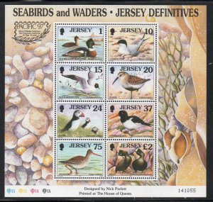 Jersey Sc 785b 1997 Seabirds & Waders stamp sheet mint NH Pacific 97 ovpt