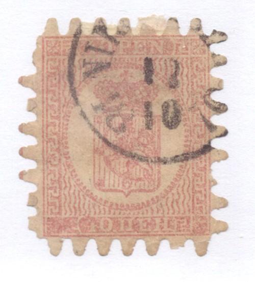 Finland Sc 5 1860 10 p rose rouletted stamp used