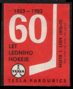 1983 DYNAMO PARDUBICE 1923-1983 60 YEARS OF ICE HOCKEY MATCHBOX LABEL CINDERELLA