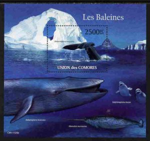 COMORO ISLANDS - 2011 - Whales - Perf Souv Sheet - MNH - Private Issue