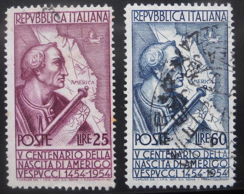 e- Italy Scott # 665-66 Used, Explorer, Vespucci