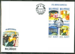 MOZAMBIQUE 2013 IMPRESSIONISTS VAN GOGH GAUGUIN BONNARD LAUTREC SHEET FDC