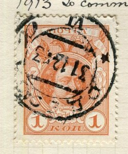 RUSSIA; 1913 early Romanov Portrait issue used 1k. value fair Postmark