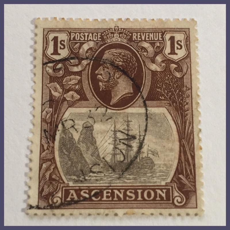 Ascension 1924-33 1/- Grey-Black & Brown SG 18 (Fine Used) March 1932 Post Mark