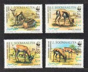 SOMALIA 1992 Protection of Wildlife WWF (4v Cpt) MNH CV$21