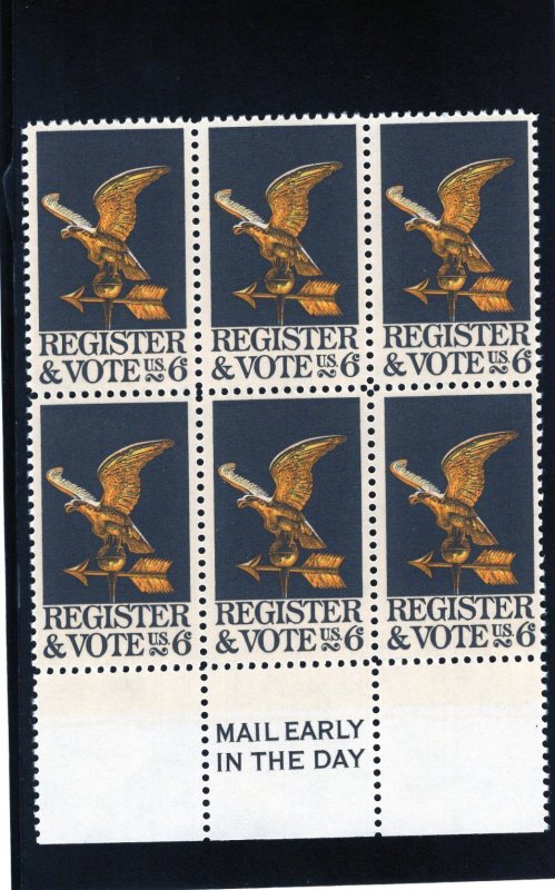 1344 Register & Vote, MNH Bottom Mail Early blk/6