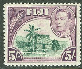 Fiji # 131  George VI -  5sh Fijian House  (1) Unused VLH