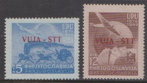 YUGOSLAVIA TRIESTE ZONE B - 1949 75th ANNIVERSARY OF UPU - 2V - MINT HINGED