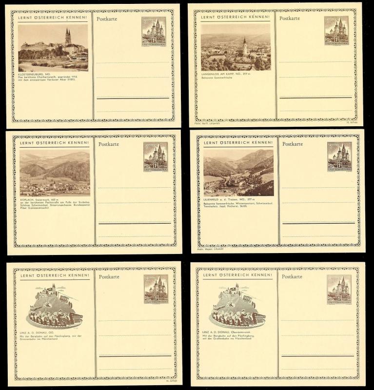 AUSTRIA (120) Scenery View Brown 1 Shilling Postal Cards c1950s ALL MINT UNUSED