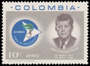 COLOMBIA YEAR 1963 AIRMAIL STAMP SCOTT # C455. MINT