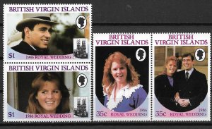 1986 Virgin Islands 357-40 Royal Wedding C/S of 4 MNH