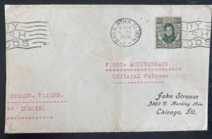 1929 Dublin Ireland Airmail Cover First Anniversary Of Bremen Flyers Welcome