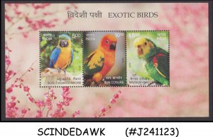 INDIA - 2016 EXOTIC BIRDS / PARROTS - MIN. SHEET MINT NH