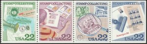 US 2198-2201 2201a Ameripex 86 Stamp Collecting 22c pane set (4 stamps) MNH 1986