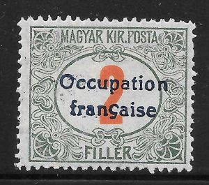 Hungary Scott 1NJ1 Unused HOG - 1919 French Occupation O/P - SCV $7.50