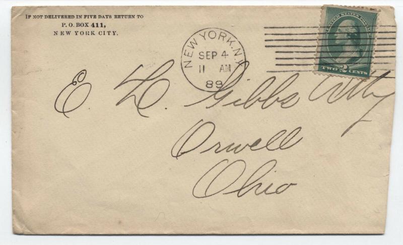 1889 New York #213 cover early International Machine Cancel [y3053]