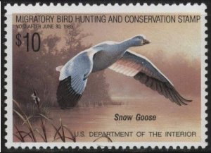 US RW55 (mnh, thin) $10 snow goose (1988)